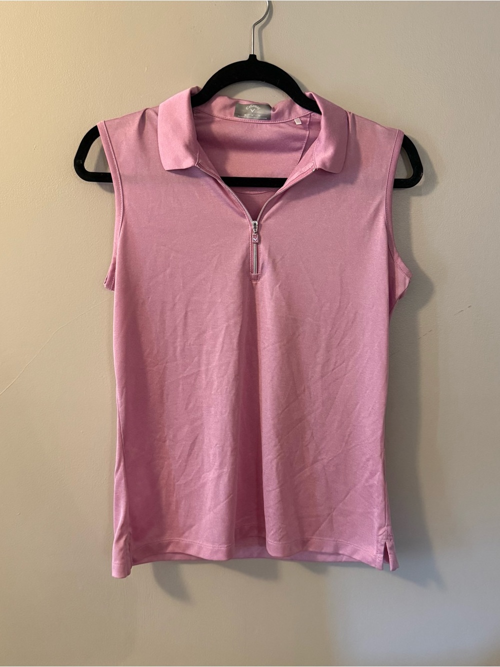 Callaway Pink Sleeveless Polo Zip Tank